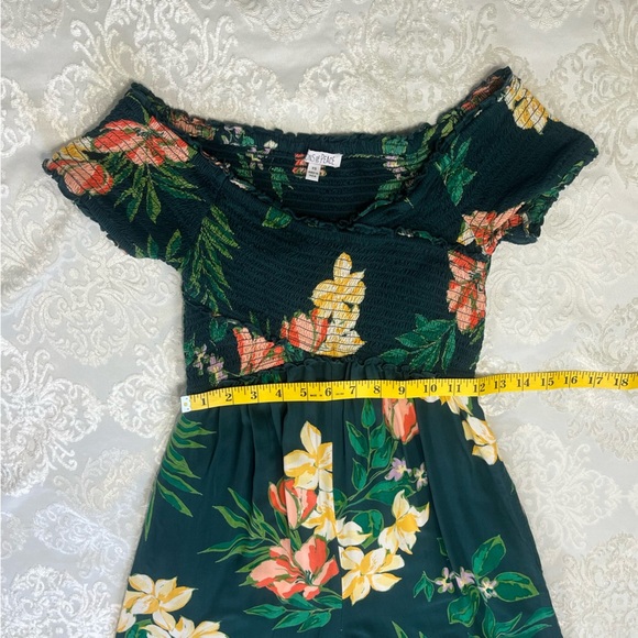 Patrons Of Peace Wide Leg Cropped Jumpsuit Green Floral 100% Rayon Size XS - Picture 7 of 8